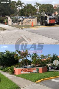 Lake Mangonia Masonry Wall Before and After Pictures in West Palm Beach Florida